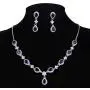 EleQueen Womens Silver-Tone Cubic Zirconia Teardrop Flower Bridal V-Necklace Sets Tennis Bracelet Dangle Earrings for Wedding Bridesmaids EleQueen Womens Silver-Tone Cubic Zirconia Teardrop Flower Bridal V-Necklace Sets Tennis Bracelet Dangle Earrings for Wedding Bridesmaids