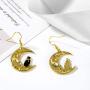 Cute Cat Moon Earrings Animal Earrings Hollow moon cat earrings Jewelry Gift for Women