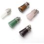 Natural Healing Crystal Stone Pendant Necklace Cylindrical Reiki Energy Gemstone Balance Chakra Womens Jewelry Gift Belt Stainless Steel Chain