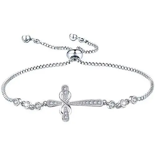 YL Cross Bracelet 925 Sterling Silver Infinity Link Sideways Cross Bracelets Christian Baptism Gift Religious Jewelry YL Cross Bracelet 925 Sterling Silver Infinity Link Sideways Cross Bracelets Christian Baptism Gift Religious Jewelry