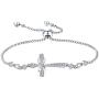 YL Cross Bracelet 925 Sterling Silver Infinity Link Sideways Cross Bracelets Christian Baptism Gift Religious Jewelry