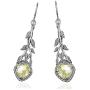 PZ Paz Creations Gemstone Dangle Earrings For Women Girls | Sterling Silver Cushion Gemstone Leaf Design | Hypoallergenic For Pierced Ears