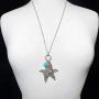 Mixed Metals Long Multi Color Unique Theme Charm Pendant Necklace & Earrings Set