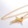 Ineffable Stainless Steel Retro Double Snakeskin Medical Rescue Logo Pendant Angel Wing Pendant Necklace