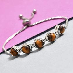 Shop LC Tigers Eye Platinum Tennis Bracelet for Women Size Adjustable Jewelry Gifts