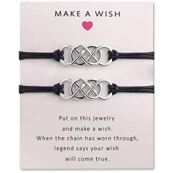 YJT Best Friends Friendship Bracelet for 2 Distance Bracelets for Sisters Couple Adjustable BFF Kids Mother Mom and Daughter Relationship Bracelets, Pinky Promise for Her