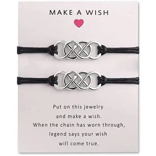 YJT Best Friends Friendship Bracelet for 2 Distance Bracelets for Sisters Couple Adjustable BFF Kids Mother Mom and Daughter Relationship Bracelets, Pinky Promise for Her