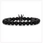 Nsitbbuery Fashion Crystal Crown Cuff Bracelet 8MM Matte Agate Stone Elastic Bracelet