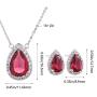 AMYJANE Bridal Jewelry Set for Women - Sterling Silver Teardrop Crystal Cubic Zirconia CZ Halo Necklace Earrings Set for Girls Wedding Party Prom Bride Bridesmaids Gift