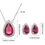 AMYJANE Bridal Jewelry Set for Women - Sterling Silver Teardrop Crystal Cubic Zirconia CZ Halo Necklace Earrings Set for Girls Wedding Party Prom Bride Bridesmaids Gift AMYJANE Bridal Jewelry Set for Women - Sterling Silver Teardrop Crystal Cubic Zirconia CZ Halo Necklace Earrings Set for Girls Wedding Party Prom Bride Bridesmaids Gift