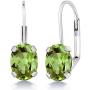 Gem Stone King Sterling Silver Green Peridot Womens Earrings 2.66 cttw Gemstone Birthstone Oval 8X6MM