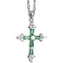 RIZILIA Cross Pendant with 18'' Chain & Trapezoid Round Cut CZ in White Gold Plated, Simple Modern Elegant