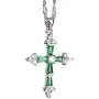 RIZILIA Cross Pendant with 18'' Chain & Trapezoid Round Cut CZ in White Gold Plated, Simple Modern Elegant RIZILIA Cross Pendant with 18'' Chain & Trapezoid Round Cut CZ in White Gold Plated, Simple Modern Elegant