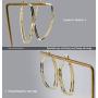 Oval Hoop Earrings for Women - Shiny Cubic Zirconia Double Hoop 14K Gold Plated 925 Sterling Silver Earrings