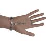 TFJ Women Fashion Jewelry Silver Metal Hand Chain Wrist Bracelet Slave Ring Black Skeleton Bling Skull