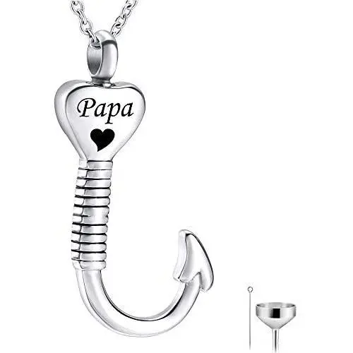Urn Necklace for Ashes Heart Shape Fish Hook Creative Cremation Urn Pendant Fishing in Heaven Keepsake Memorial Jewelry Urn Necklace for Ashes Heart Shape Fish Hook Creative Cremation Urn Pendant Fishing in Heaven Keepsake Memorial Jewelry