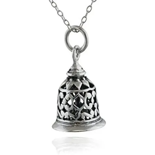 FashionJunkie4Life Sterling Silver 3-D Filigree Bell Charm Pendant Necklace, 18'' Chain FashionJunkie4Life Sterling Silver 3-D Filigree Bell Charm Pendant Necklace, 18'' Chain