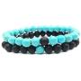 MJartoria Distance Relationship Bracelet Stretch Stone Beads Hers and His Couple Bracelet Energy Healing Stone Crystals Stretch Bracelet for Women Men
