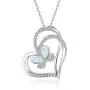 925 Sterling Silver with White Opal Butterfly Necklace, Double Heart with Cubic Zircon Butterfly Jewelry Mother Day Gift for Women Girlfriend Daughter with Gift Box 925 Sterling Silver with White Opal Butterfly Necklace, Double Heart with Cubic Zircon Butterfly Jewelry Mother Day Gift for Women Girlfriend Daughter with Gift Box