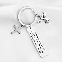 FUSTMW Godmother Gifts Keychian Godmother Proposal Gifts from Godchild Godmother Jewelry Baptism Gift You are My Angel Here on Earth Guardian Angel Pendant