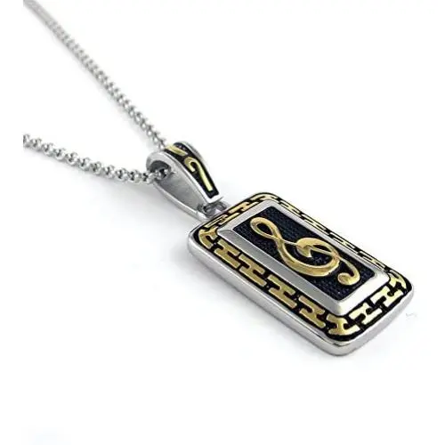 Yeidid International Stainless Steel Musical Note Pendant, complimentary 24 inch rolo Chain