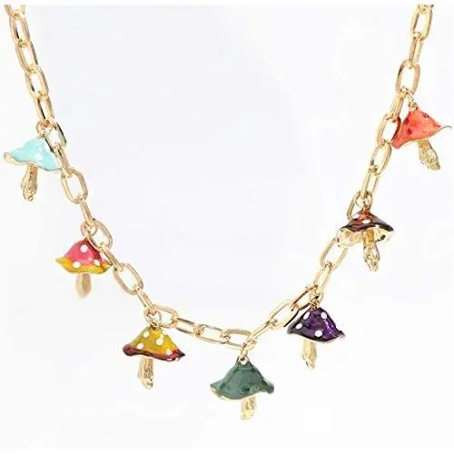 1/5 Pcs Cute Colorful Mushroom Necklace Set Handmade Gummy Mushrooms Pendant Chain Necklaces Rainbow Colored 3D Mushroom Shape Vegetables Chains Jewelry for Women Girls Daughters 1/5 Pcs Cute Colorful Mushroom Necklace Set Handmade Gummy Mushrooms Pendant Chain Necklaces Rainbow Colored 3D Mushroom Shape Vegetables Chains Jewelry for Women Girls Daughters