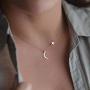 Zoestar Fashion Copper Moon Star Pendant Necklace for Women and Girls Silver Simple Crescent Necklace Jewelry for Great Gift