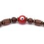 Mens Evil Eye Glass Senna Siameawood Mala Beads Stretch Bracelet Handcrafted in USA - Natural
