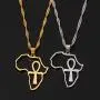 Africa Map Ankh Pendant Necklace - Stainless Steel Ancient Egyptian Coptic Map Choker Necklace Jewelry Gift for Girl and Women Africa Map Ankh Pendant Necklace - Stainless Steel Ancient Egyptian Coptic Map Choker Necklace Jewelry Gift for Girl and Women