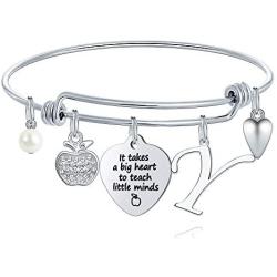 Ursteel Teacher Gifts for Women, 26 Initial Charm Bracelets Best Teacher End of Year Christmas Thank You Gifts Teacher Appreciation Gifts for Women