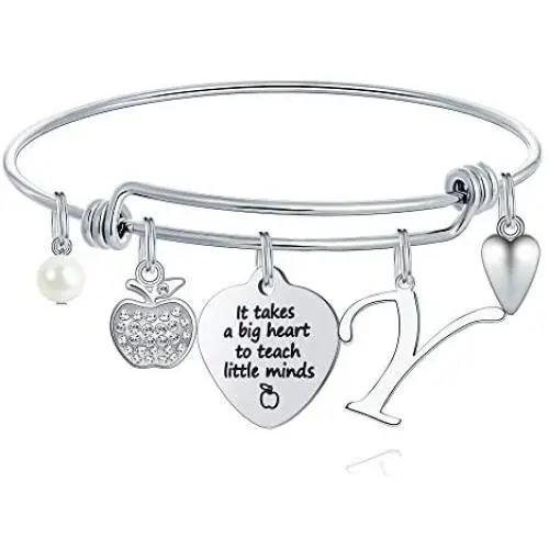 Ursteel Teacher Gifts for Women, 26 Initial Charm Bracelets Best Teacher End of Year Christmas Thank You Gifts Teacher Appreciation Gifts for Women Ursteel Teacher Gifts for Women, 26 Initial Charm Bracelets Best Teacher End of Year Christmas Thank You Gifts Teacher Appreciation Gifts for Women