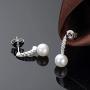 Pearl Dangle Drop Earrings Freshwater Cultured White Pearl Sterling Silver Stud Drop Earrings Pearl Jewelry Gifts for Women Girls Wife