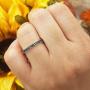 0.12 Carat (ctw) 10K Gold Round Black Real Diamond Ladies Wedding Anniversary Millgrain Stackable Band