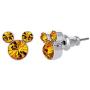 Disney Silver Plate Mickey Mouse Crystal Birthstone Stud Earrings