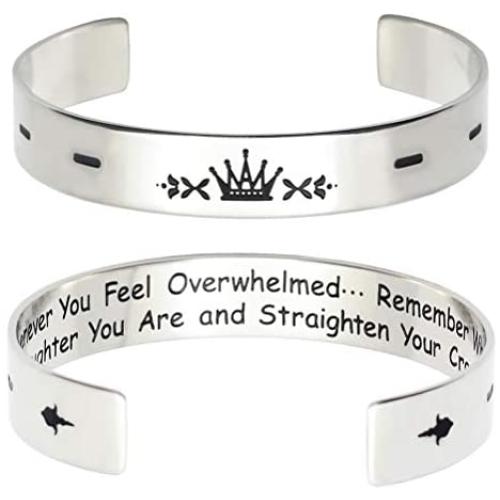 Inspirational Gifts for Daughter Whenever You Feel Overwhelmed Remember Whose Straighten Your Crown Cuff Bracelet Engraved Mantra Stainless Steel Bangle Jewelry Inspirational Gifts for Daughter Whenever You Feel Overwhelmed Remember Whose Straighten Your Crown Cuff Bracelet Engraved Mantra Stainless Steel Bangle Jewelry