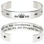 Inspirational Gifts for Daughter Whenever You Feel Overwhelmed Remember Whose Straighten Your Crown Cuff Bracelet Engraved Mantra Stainless Steel Bangle Jewelry