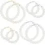 4 Pairs Faux Pearl Hoop Earrings Circle Dangle Drop Earrings Artificial Pearl Beaded Earrings (Pearl Hoop) 4 Pairs Faux Pearl Hoop Earrings Circle Dangle Drop Earrings Artificial Pearl Beaded Earrings (Pearl Hoop)