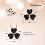 CDE Lucky Clover Jewelry Set Rose Gold Plated Embellished with Crystals from Swarovski Necklace and Earrings for Women Heart to Heart Shape Women Jewelry Gift