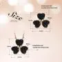 CDE Lucky Clover Jewelry Set Rose Gold Plated Embellished with Crystals from Swarovski Necklace and Earrings for Women Heart to Heart Shape Women Jewelry Gift