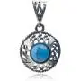 Sterling Silver Turquoise Round Earrings Pendant Set Necklace Chain 18 Inches Sterling Silver Turquoise Round Earrings Pendant Set Necklace Chain 18 Inches