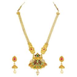 Efulgenz Indian Bollywood Traditional 14 K Gold Plated Crystal Kundan Pearl Beaded Wedding Bridal Necklace Earrings Jewelry Set