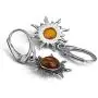 Amber Sterling Silver Flaming Sun Leverback Earrings Amber Sterling Silver Flaming Sun Leverback Earrings