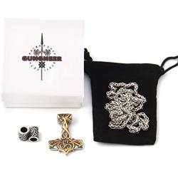 Gungneer Stainless Steel Mjolnir Thors Hammer Necklace Pendant Viking Accessories Norse Viking Jewelry Men