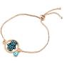 Tattooshe Gold Plated Turkish Evil Eye Bracelet Fatima Hamsa Pave Crystal Blue Eye Chain Bracelet Adjustable Female Party Jewelry