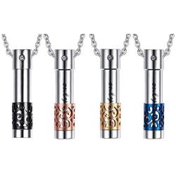 VNOX Stainless Steel Cylinder Urn Pendant Necklace for Memorial Human Being Cremation Ashes,Free Chain