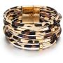 Fesciory Leopard Bracelet for Women Wrap Multi-Layer Leather Bracelet Magnetic Clasp Cuff Bangle Jewelry