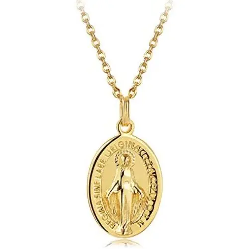 Sllaiss 925 Sterling Silver Virgin Mary Necklace for Women Men 18K Gold Plated Pendant Religious Madonna Necklace Chain 18 ” Christian Jewelry Sllaiss 925 Sterling Silver Virgin Mary Necklace for Women Men 18K Gold Plated Pendant Religious Madonna Necklace Chain 18 ” Christian Jewelry