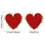 Punk Gold Edge Vintage Bohemia Big Red Heart Earrings For Women Fashion Girl Large Sweet Heart Statement Earrings Party Jewelry 4 pcs