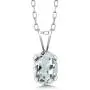0.72 Ct Oval Shape Sky Blue Aquamarine Sterling Silver Pendant Necklace, 18''