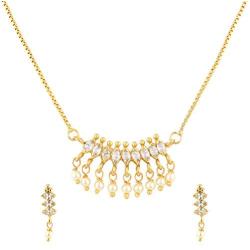 Efulgenz Gold Tone Indian Bollywood Ethnic American Diamond Traditional Pendant Necklace with Chain and Earrings Jewelry for Girls/Women